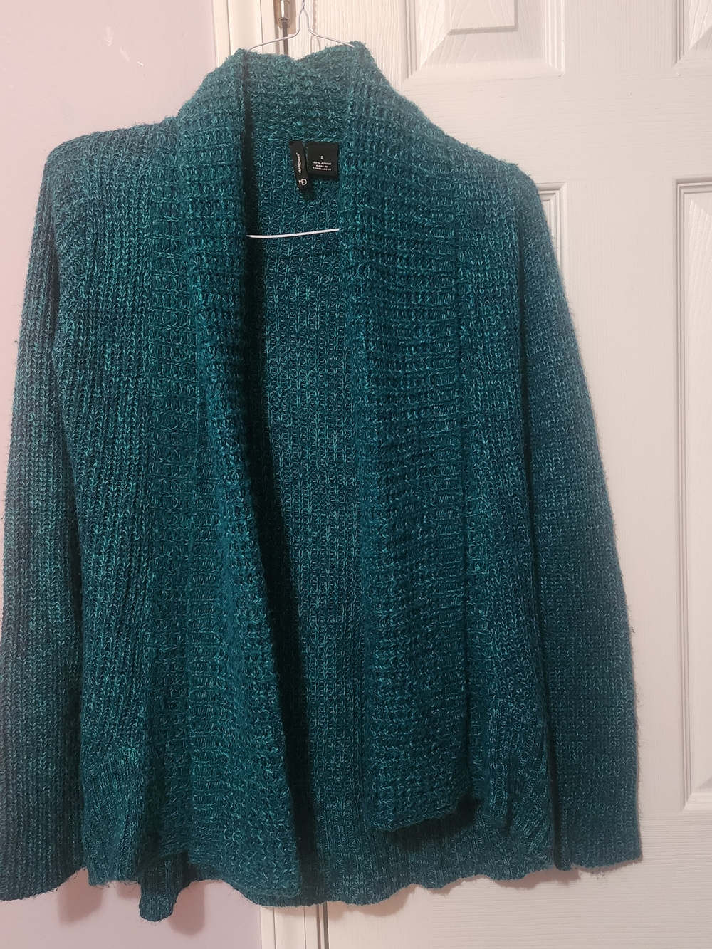 new directions Teal Open-Front Knit Cardigan
